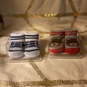 New in package Infant bottles- 2 pairs, 1 pair of teddy bears & tennis shoes